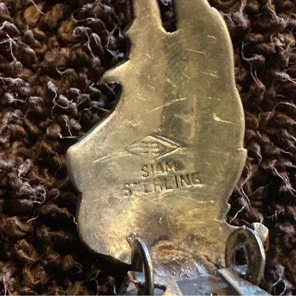 Vintage Sterling Silver Mekhala Goddess Siam lightning goddess Earrings - Picture 3 of 4